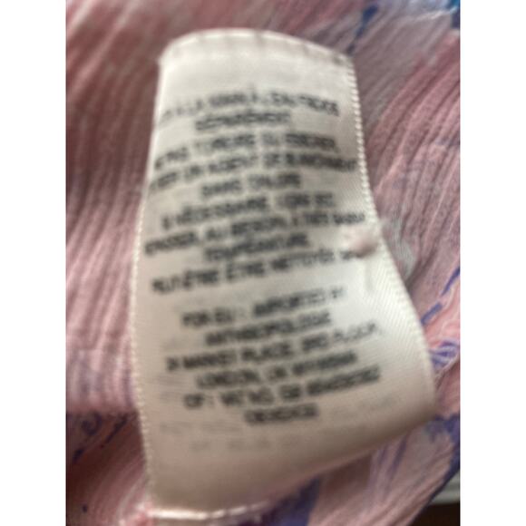 Anthropologie Maeve 100% Silk Blouse Pink/Blue Size 8 - Picture 8 of 8